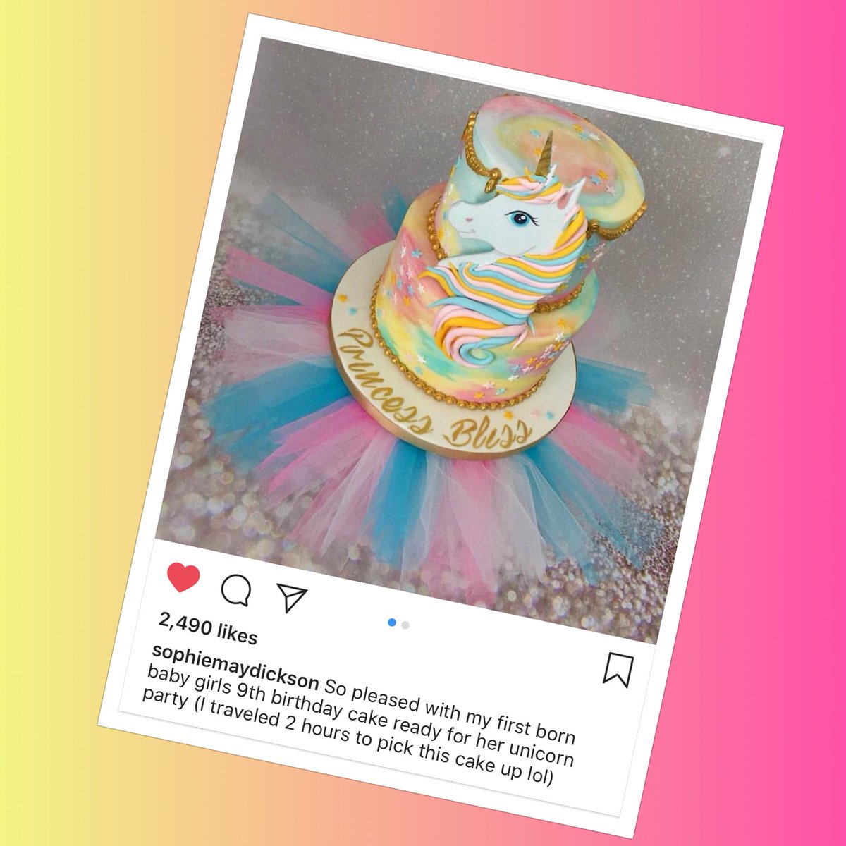 marias_cake's tweet photo. When a customer travels 2 hours to collect a cake from you. A little peek inside out beautiful unicorn cake.
#mariascakeboutique #essexcakemaker #essexcakes #londoncakemaker #londoncakes #customcakes #bespokecakes #cakesforalloccasions #customerimage #unicorncake https://t.co/1I0WdNL8cK