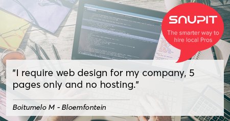snupitSA's tweet photo. Website Design Services Required:
#websitedesigner #companywebsite #bloemfontein #freestate
Website design requests made available daily.
#snupitleads
Visit the Snupit website at the link below to view the latest quotation requests:
https://t.co/Cw856XNBhN https://t.co/7i8EL9LFff