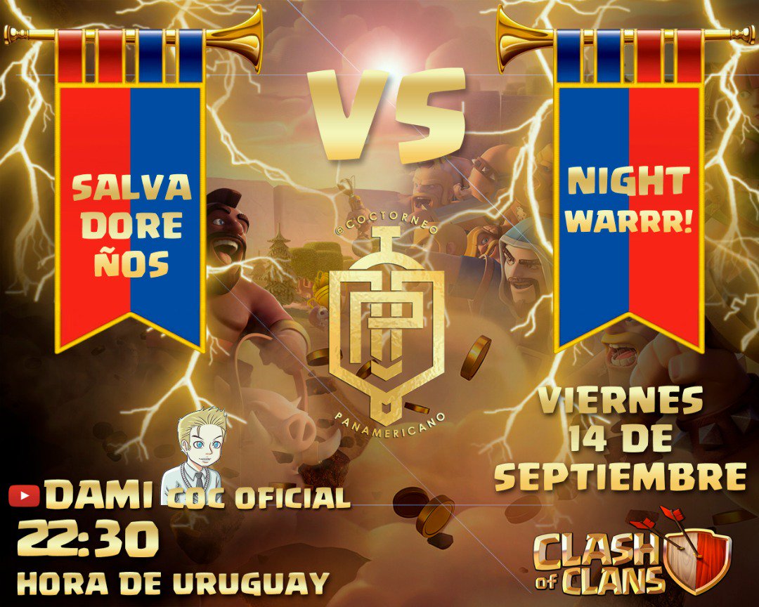DUELO DE GIGANTES, ENTRE @CoCElSalvador vs <a href="/NightwarrrClan/">NightWarrr!</a> , guerra altísimo nivel, en transmisión en vivo por el @Dami_coc