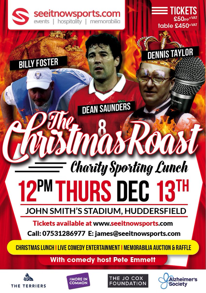 Christmas 2018 Sports Hospitality with our partner @HTAFCBusiness Sporting festive fun!!!@johnsmithstadia we would love to see you there for our inaugural charity lunch #Christmas #Charity