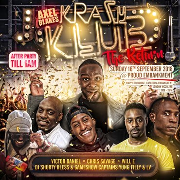 After @AxelComedian  monumental sold-out show at Indigo at The o2 earlier this year, the social media star and #comedian is back with the return of Krazy Klub this Sunday! 💥 Last few tickets remain, visit GeeStor.co.uk NOW
