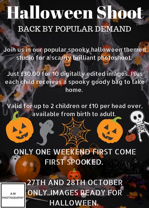 PhotoStockport's tweet photo. Bookings now being taken for our popular Halloween shoots on the 27/28 October only. 

Just £30 and includes 10 digital and a goody bag per child. 

aliciamegphotography@gmail.com https://t.co/oAR43aEjPY