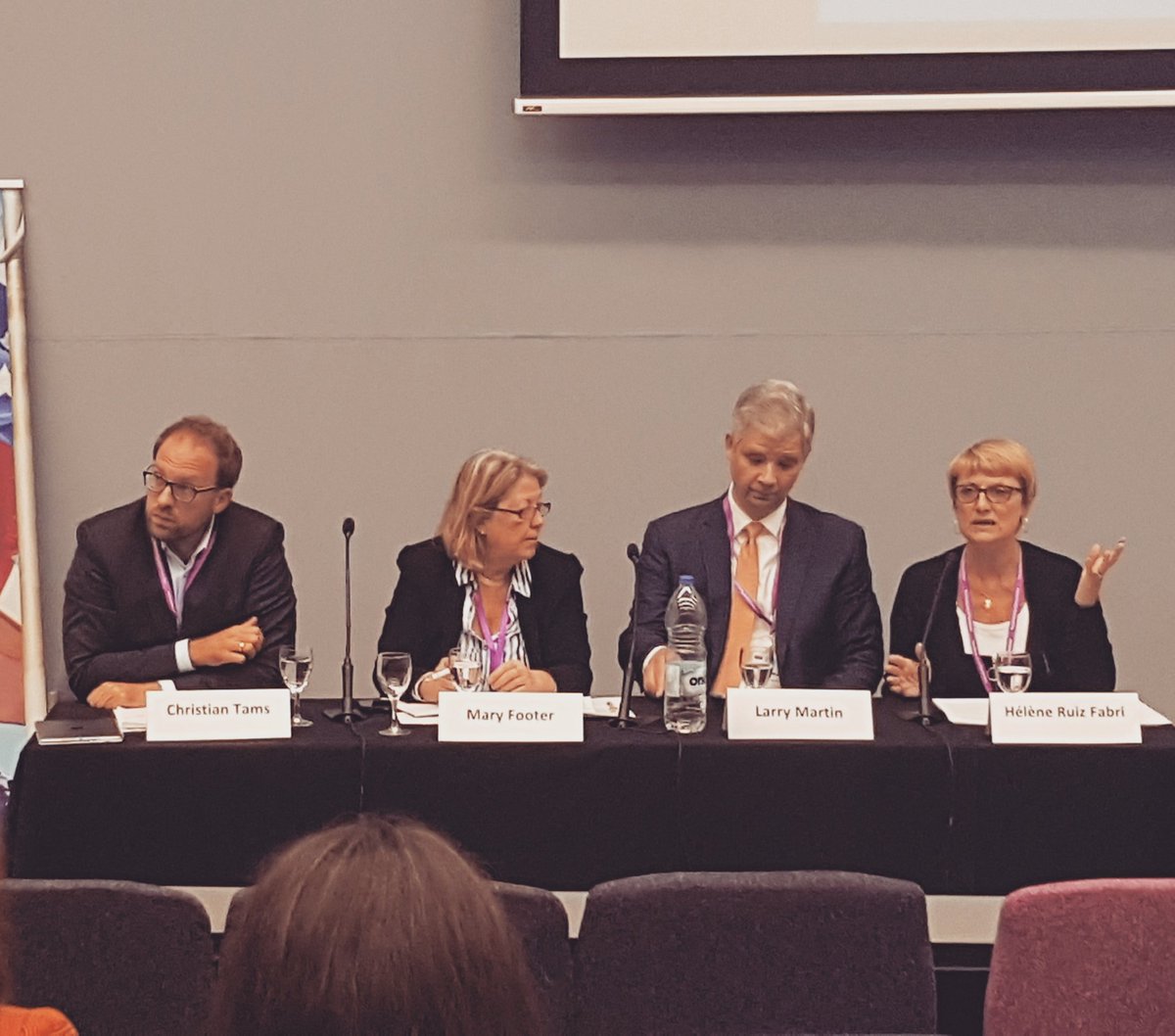 MPI_Luxembourg's tweet photo. @LN_Ruiz @MPI_Luxembourg explains that “international law lives in a schizophrenic definition of universality” #ESIL18 https://t.co/QEFAi4fMxL