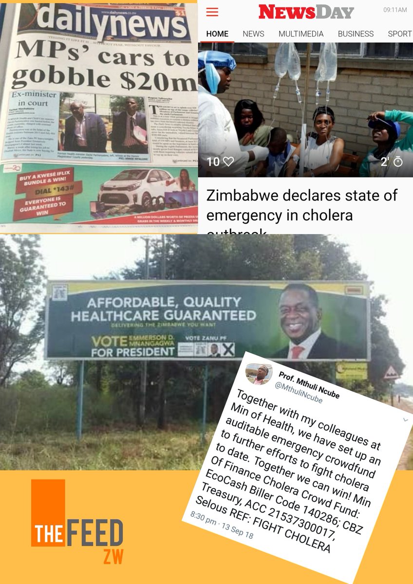 MP's cars to gobble $20 million ... at a time Government is struggling to mobilise resources to contain the Cholera outbreak. #TheFeedZW dailynews.co.zw/articles/2018/…