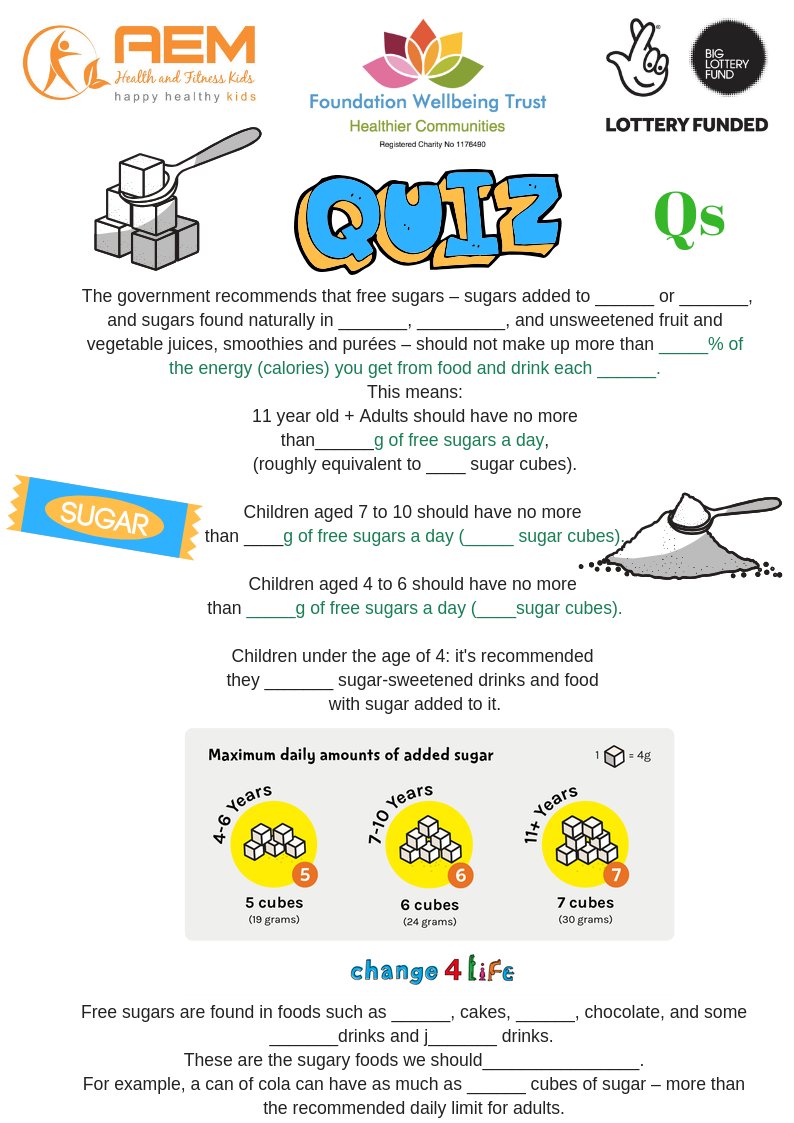 AEMHealth's tweet photo. Test yourself and the kids...see if you can answer this Quiz on sugars... #howmuchsugar #prevention #intervention #healthy #wellness https://t.co/v64TyddvTQ