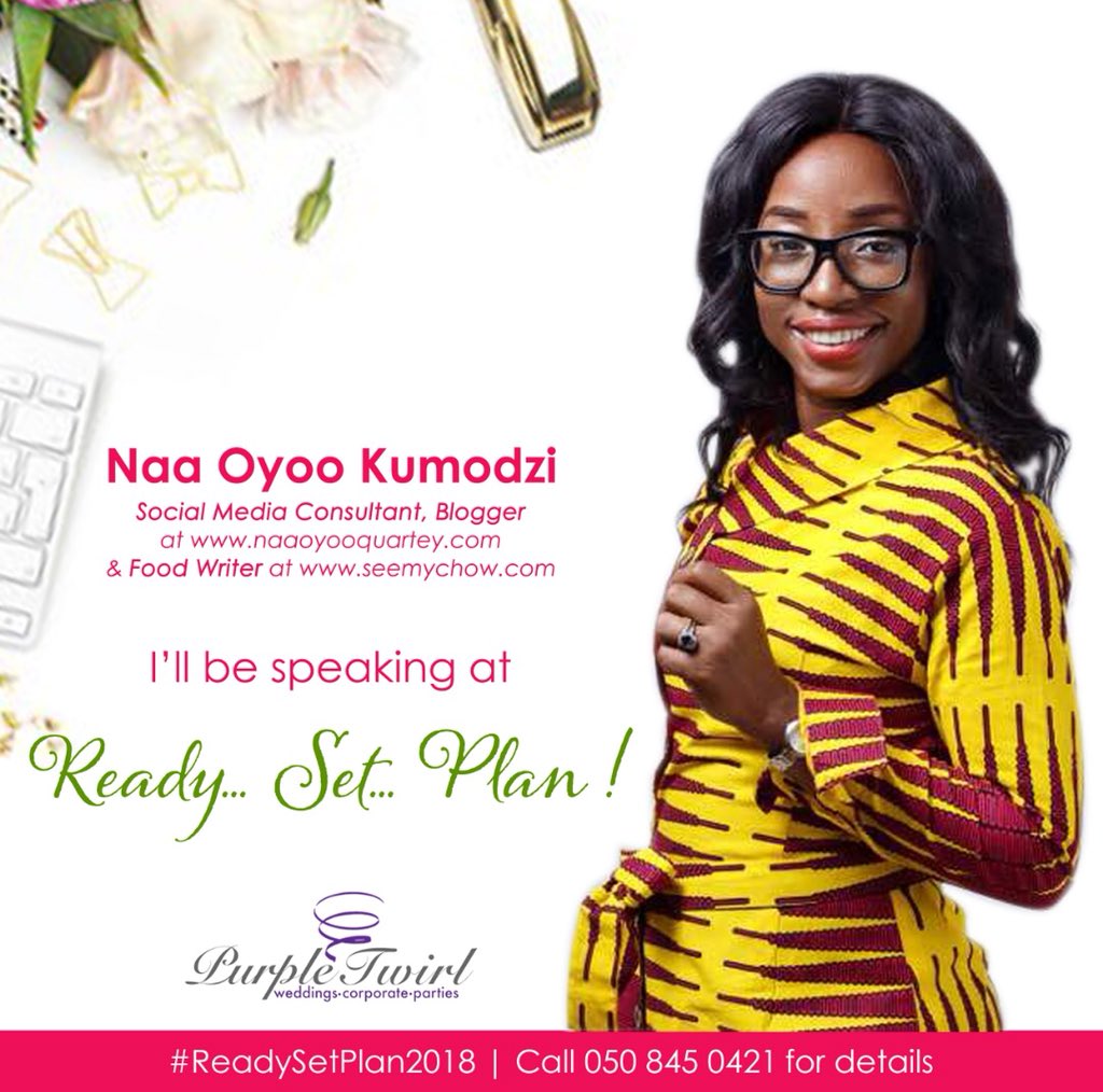 PurpleTwirl1's tweet photo. We are super psyched to have the award winning Blogger of the Year @OyooQuartey speak at this yearโs #ReadySetPlan2018! Her topic; Building a social media presence from zero to most visited!! Get psyched with us! ๐ #purpletwirlevents #weddingplanningmasterclass https://t.co/DGuLYJA0Ze