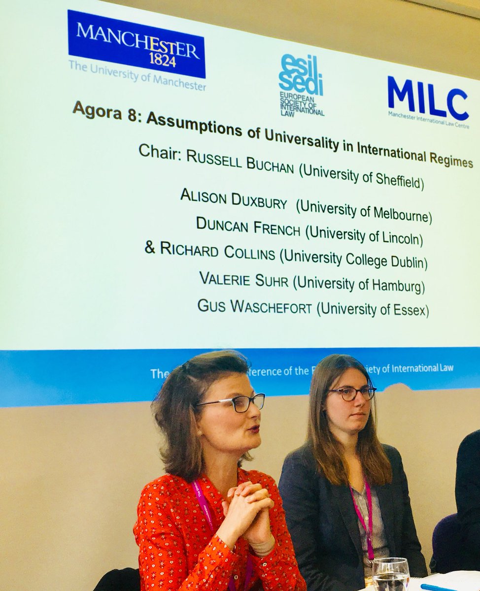smirnova_mv's tweet photo. International organizations were created by European states in European states. Non-WEOG int.organizations receive little notice. Universality? Alison Duxbury of University of Melbourne in Agora 8 of #ESIL18 @MILC2014 https://t.co/ushZ47QbsJ