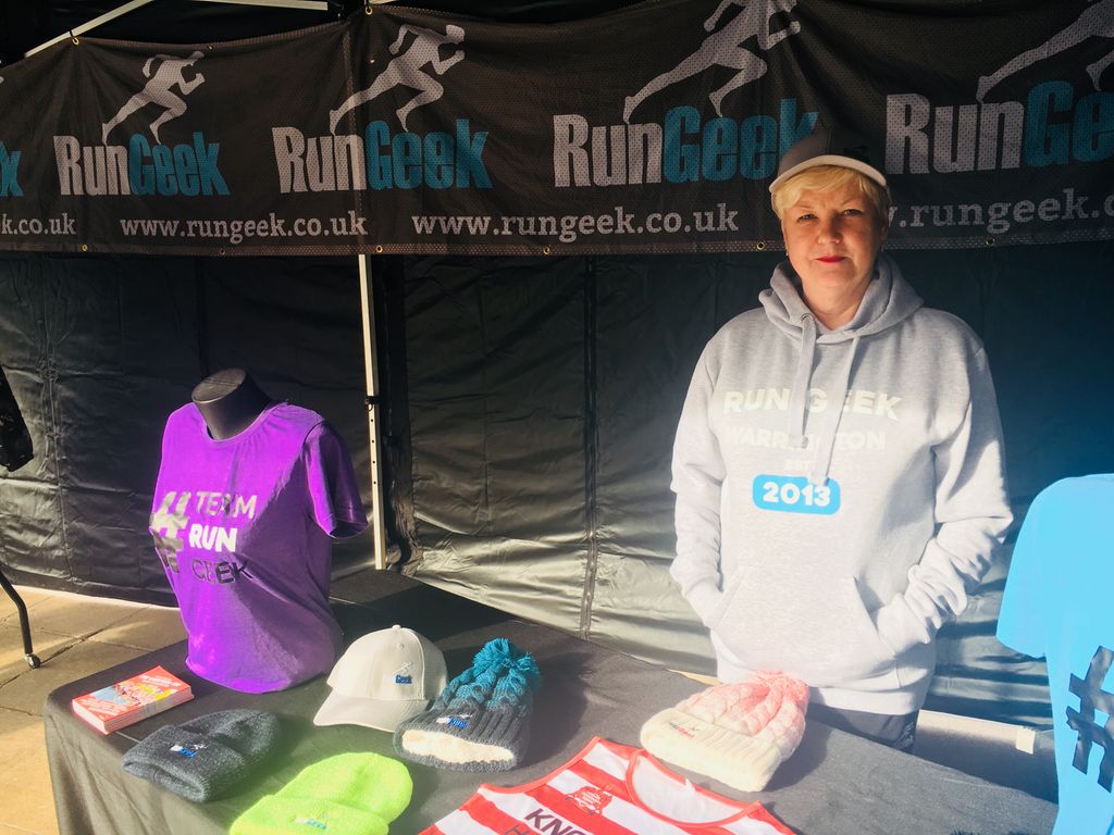 Running <a href="/RunEnglishHalf/">Run English Half</a> on Sunday? Why not come and checkout the new Run Geek line and get some last minute race tips from 1988 Olympic Marathon Runner Susan Crehan and 2020 Olympic hopeful Matt Crehan at Warrington Old Market just outside Golden Square Shopping Centre #rungeek