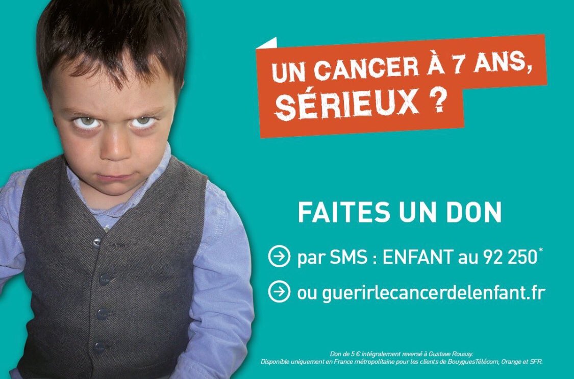 DenisEstelle's tweet photo. Je l’ai fait et tout le monde peut le faire... !!!! Envoyez un SMS avec le mot ENFANT au 92250 pour faire un don de 5€ afin d’aider la recherche sur les cancers pédiatriques. Ça ne prend que quelques secondes, foncez  !! 💪#solidarite #septembreenor @GustaveRoussy https://t.co/oxe1QiGS6B