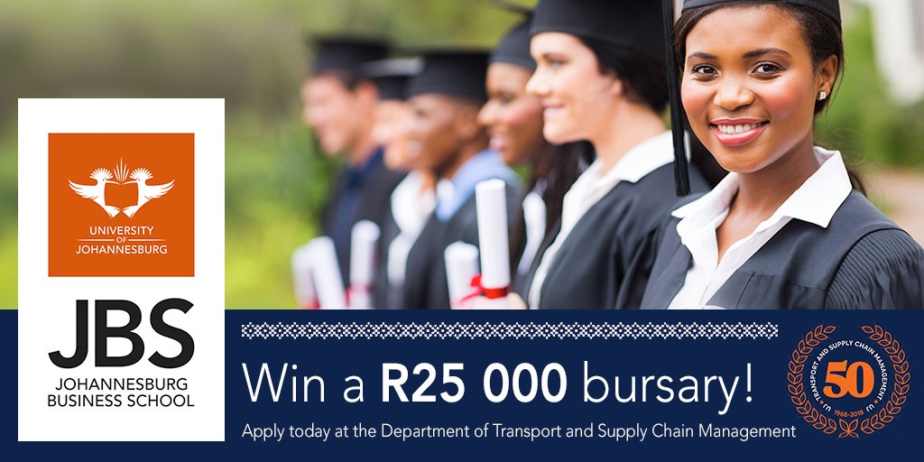 UJTSCM's tweet photo. Up for grabs! Win a R25000 bursary towards a diploma in Transport or Logistics Management at the University of Johannesburg's Business School. Apply online today! https://t.co/1aPLjrmqCu

#Win #StudyBursary #UJ #JBS #UJTSCM https://t.co/Tzbf0aJ7LG