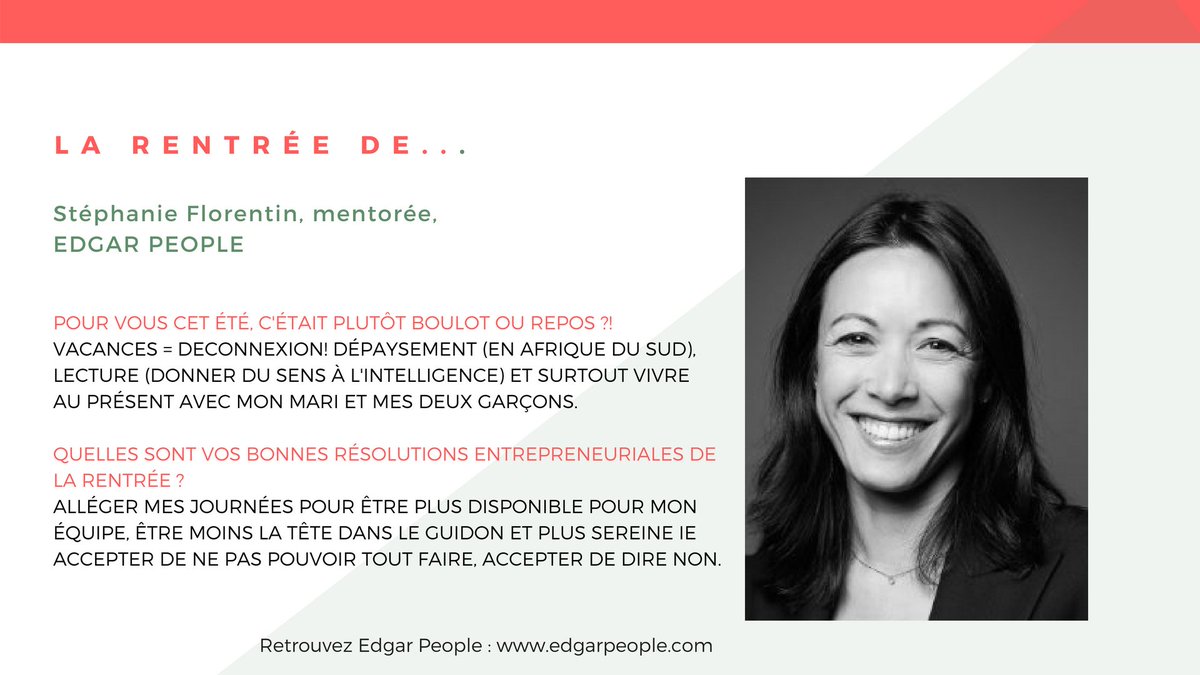 Découvrez les bonnes résolutions de la rentrée de Stéphanie Florentin, fondatrice de <a href="/EdgarPeople/">Edgar People</a> et mentorée à l'#IME ! #mentorat #entrepreneuriat