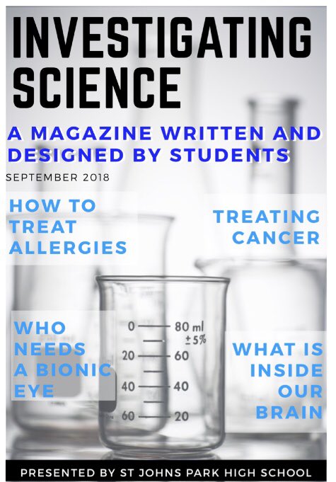 reneecarniato's tweet photo. Excited to see the final products coming together for the #Investigatingscience #depthstudy presentation. 4 groups decided to contribute to this magazine to communicate their learning. Hope to see you at our presentation 18Sept 12pm @SJPHS @ScienceNESA @DoE_scitech @SooWaesch https://t.co/sJ7CJGILCE