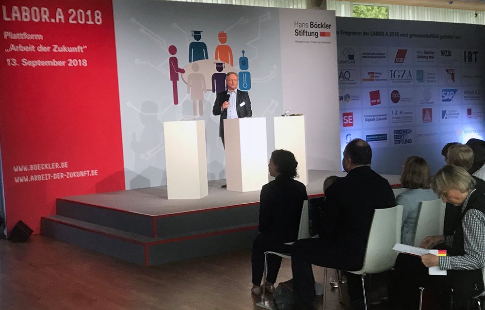 boeckler_de's tweet photo. Vielen Dank an die vielen TeilnehmerInnen, Projektpartner und Gäste unserer ersten #LABORA18 Plattform zur #ArbeitDerZukunft gestern im Cafe Moskau in Berlin! Wir sind jedenfalls immer noch ziemlich begeistert - und hoffen Sie und ihr auch! https://t.co/a5X6N3Ycge