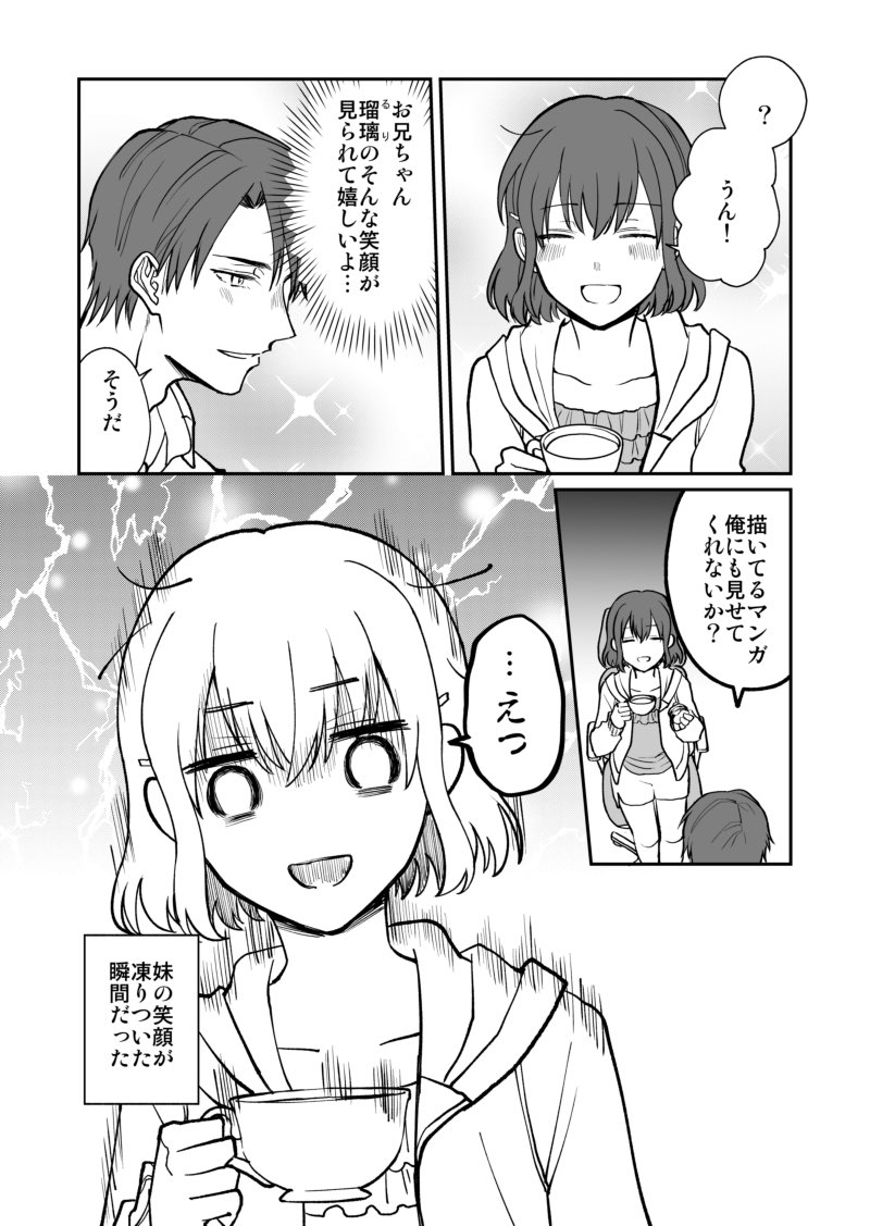 兄（28）少女マンガ脳、妹（16）ＢＬマンガ脳の話その4。新しいの描きました！ここからまたちょっと続けます。 