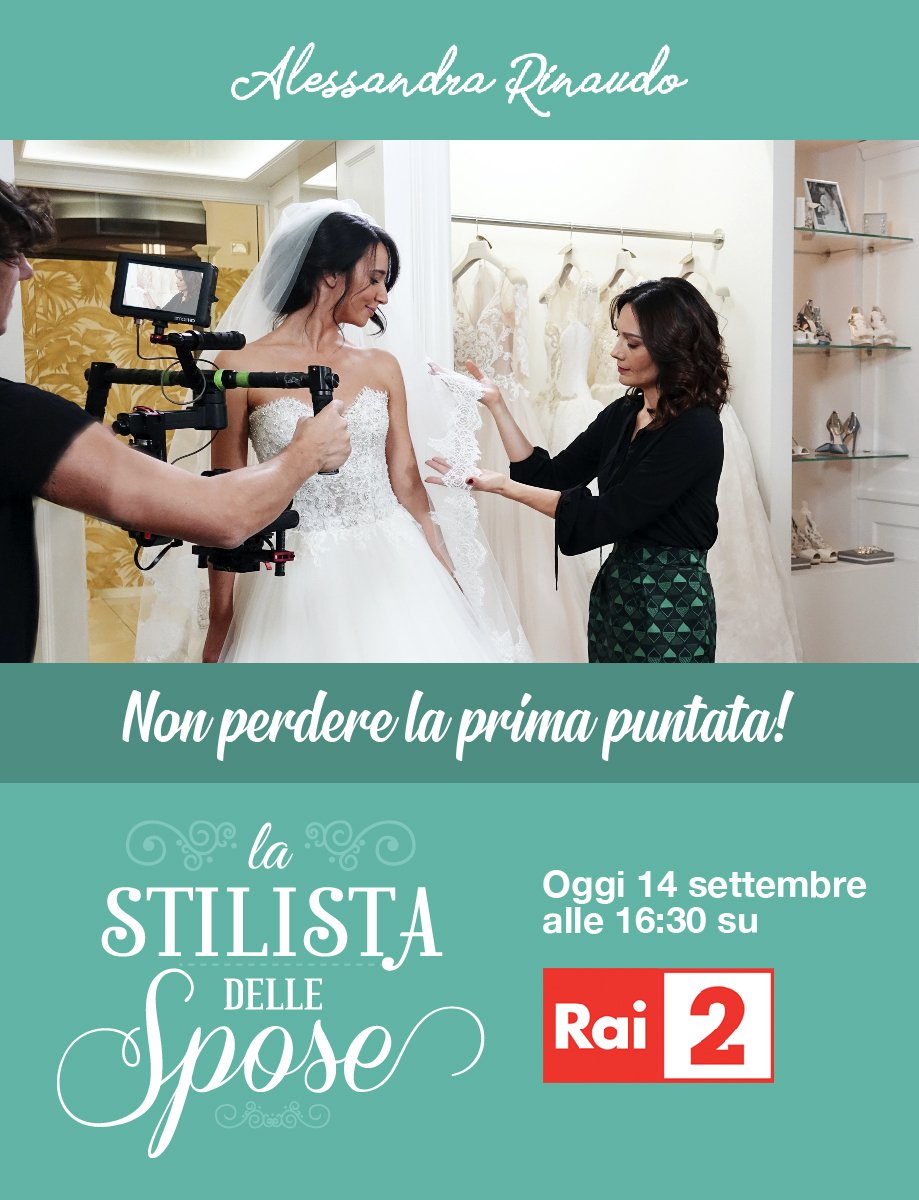 Ragazze, non perdetevi la primissima puntata della #StilistadelleSpose! Appuntamento OGGI pomeriggio ore 16.30 su <a href="/RaiDue/">Rai2</a>. Seguitemi in questa nuova avventura! Non solo meravigliosi abiti, ma anche dolcissime storie d'amore... 😍