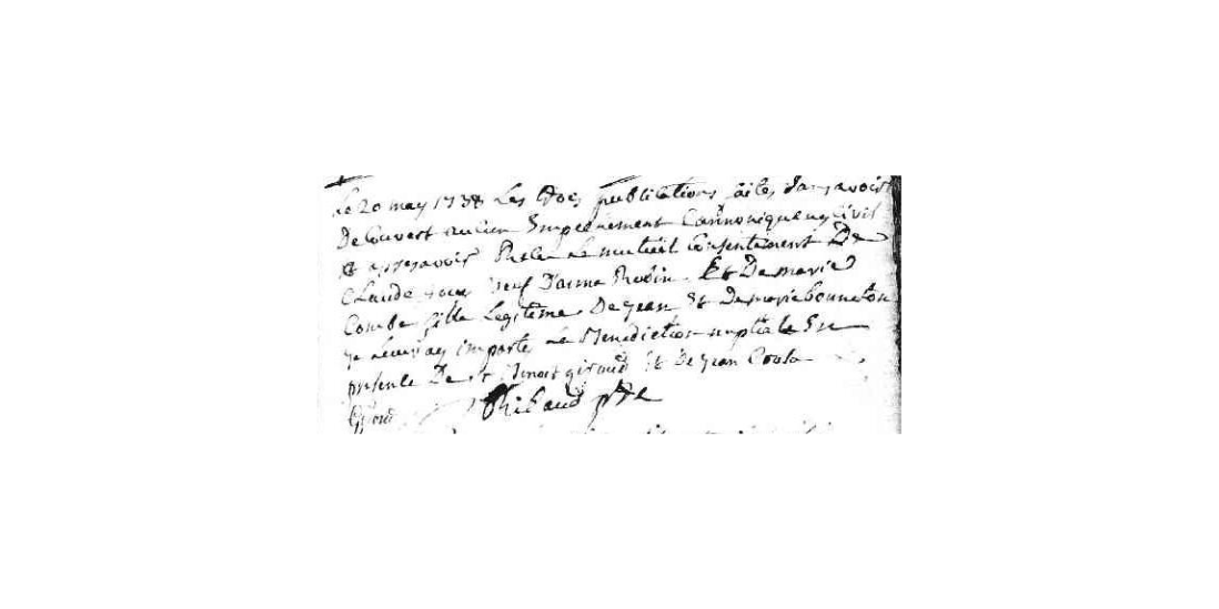 LDGenealogie's tweet photo. #1J1Collatéral #COMBE Jean fils d'autre Jean &amp; #BONNETON Marie et frère de ma Sosa 469 Marie #COMBE épouse #GOUY Claude Sosa 468. 
Il épouse ce 14/09/1739 à Chanas (38) : #BONNARD Marie Anne dite aussi #BRUEL-#BONNARD 🤔
Jean est présent au mariage de sa soeur en tant que témoin https://t.co/3JmZ439X3o