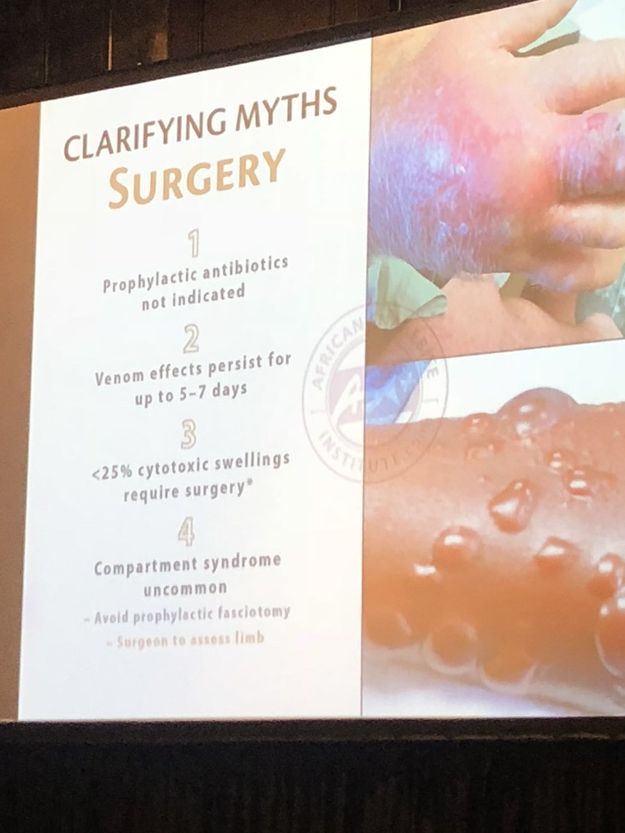 SurferKirst's tweet photo. Use of anti-venom for snake bites recommendations by the African Snakebite Institute. 🐍 

#sastm Pan African Travel Medicine Congress https://t.co/t2rkZS3iv0