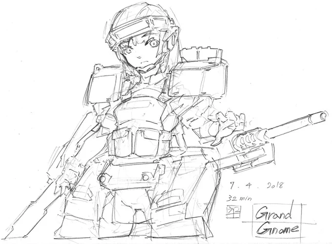 『M1エイブラムス』戦車少女のデザインラフまだまだ試行錯誤#sketch #doodle #落書き #創作 #オリジナル 
