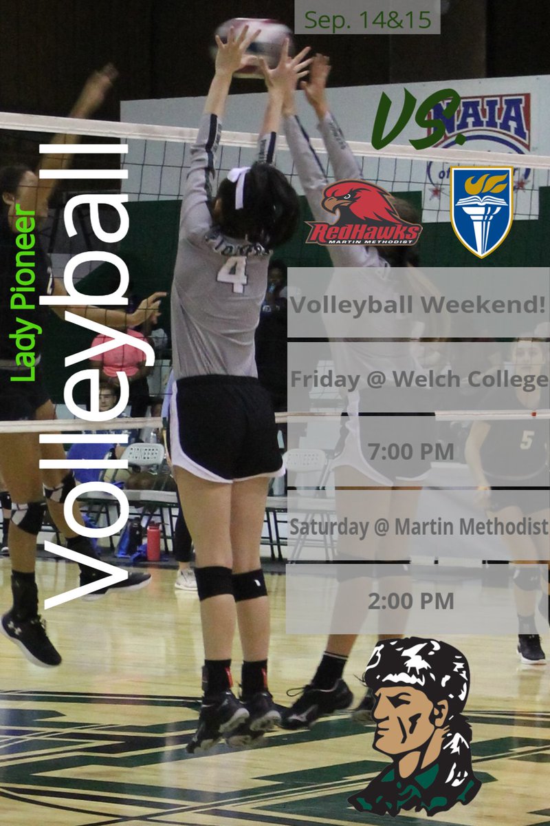 CRCPioneers's tweet photo. VOLLEYBALL GAMEDAY! @CRCPioneerVB travels to TN this weekend to take on Welch College tonight at 7pm &amp; Martin Methodist tomorrow at 2pm! Visit https://t.co/UUTrUtJzcH for live stats and live video links! #GoPioneers #crcvb https://t.co/CidRoNaJtk