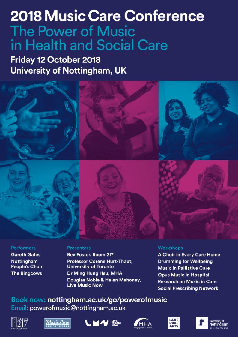 InstituteMH's tweet photo. Join us for the UK's first Music Care Conference! We're bringing together anyone with an interest in the role of #music in #care. This includes family and volunteer #caregivers, #ServiceUsers, health and #SocialCare workers, musicians, and you! Details: https://t.co/XxBzl91QTC https://t.co/oM2cVdABU7
