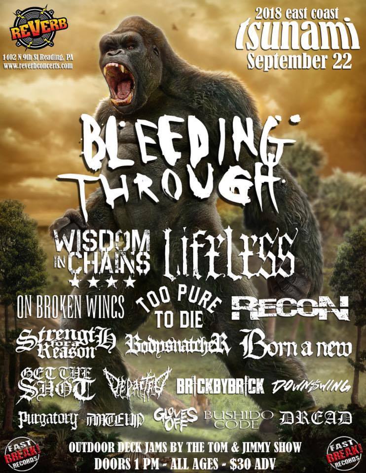 Next week! #ECT2018 #EastCoastTsunamiFest #TsunamiFest2018 #TsunamiFest <a href="/bleedingthrough/">bleedingthrough</a> <a href="/WisdominChains/">Wisdom in Chains</a> <a href="/LifelessNLFTW/">LIFELESS</a> <a href="/SFARPAHC/">STRENGTHFORAREASON</a> <a href="/TooPureToDie/">Too Pure To Die</a> <a href="/gettheshothc/">Get The Shot</a> <a href="/Fastbreakrecord/">FastBreakRecords</a> &amp; so many others! reverbconcerts.com for tickets! Bring the mosh!