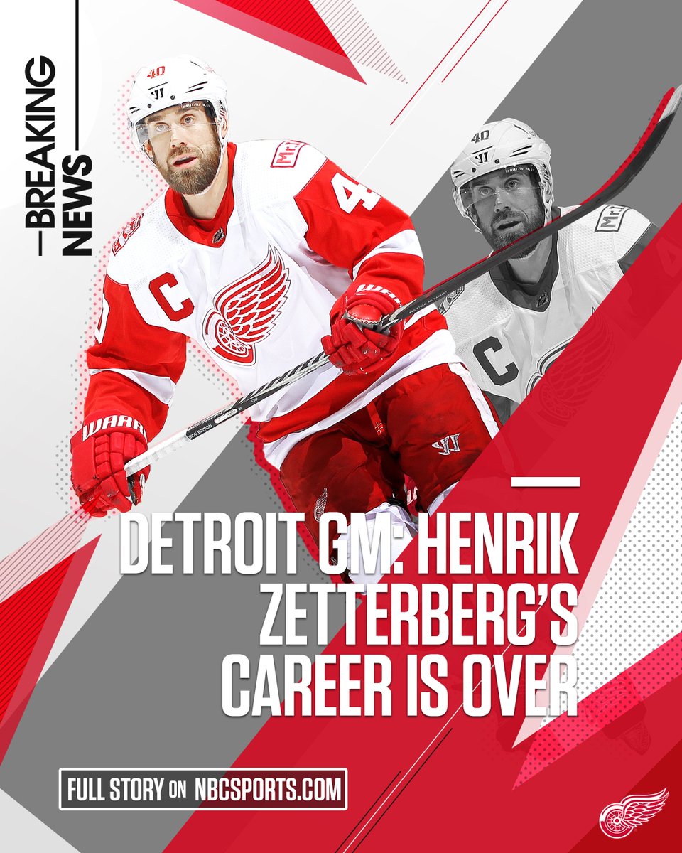 Not an understatement: This is truly the end of an era for the <a href="/DetroitRedWings/">Detroit Red Wings</a>.

GM Ken Holland has announced that injuries have ended Henrik Zetterberg's career, per <a href="/AnsarKhanMLive/">Ansar Khan</a>.