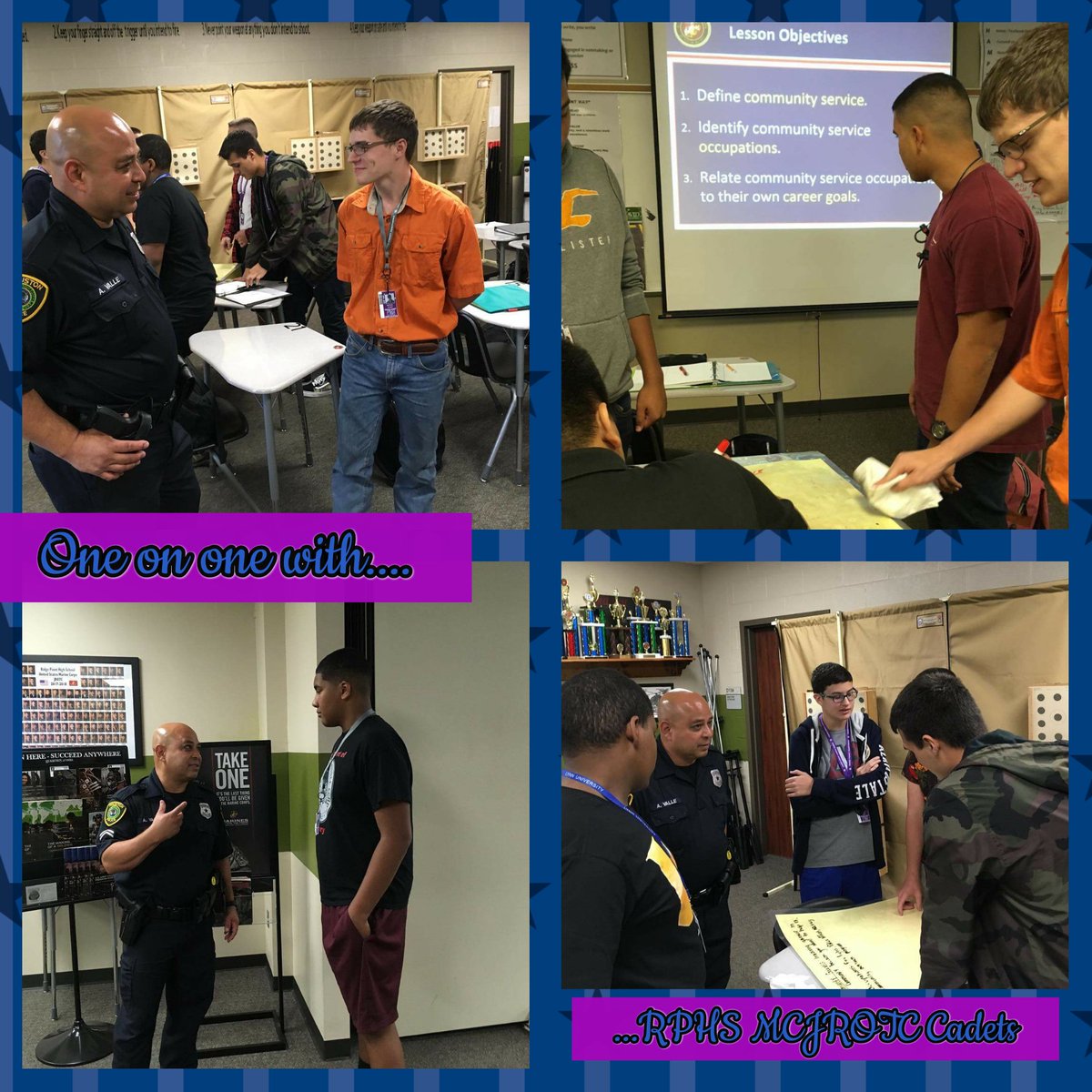 mmmjsaldivar's tweet photo. Couldn't be prouder to hear that @houstonpolice Officer Valle, himself a veteran, left a great impression on these MCJROTC cadets with his experiences shared. #relationalpolicing #commuitypolicing https://t.co/2wadbpQSFU