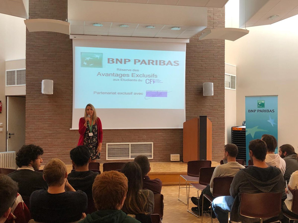 hemet_l's tweet photo. 1 ere présentation de l'offre BNP Paribas  dédiée aux étudiants du CFI Montingy en partenariat avec l'association Gaëtan...un début prometteur. #POLEETUDIANTSIDF https://t.co/McYnlTnlsx