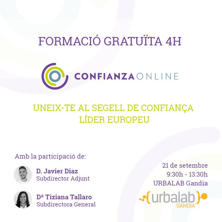 UrbalabGandia's tweet image. @confianzaonline és un dels segells més coneguts i amb millor reputació dins de l'àmbit digital. Vols que la teua web complisca els requisits per tindre'l? 

T'esperem a @urbalabgandia el 21 de setembre. 

✏ Inscripcions i més informació: gestionandote.com/Tipo_Formacion…