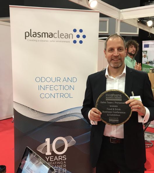 PlasmaClean's tweet photo. David with our 'Best Sales Team' award at the show last week! Our new National Sales Manager - Amy Parry started this month! It's all systems go for Plasma Clean Ltd !! :) #teamspirit #sales #award #esp #ozone #uvfiltration https://t.co/9B3xUqr2Da