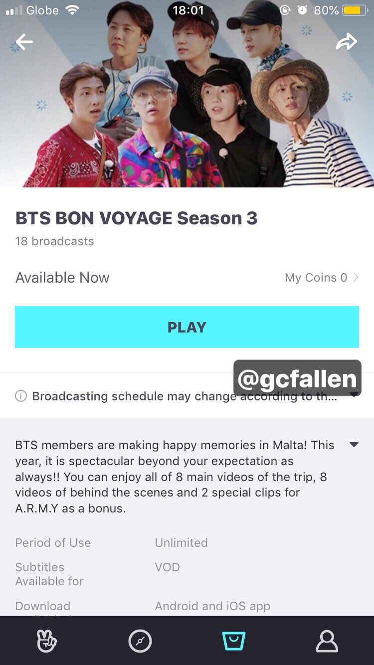 tri on Twitter "BTS BON VOYAGE 3 VLIVE ACCOUNT GIVEAWAY ️