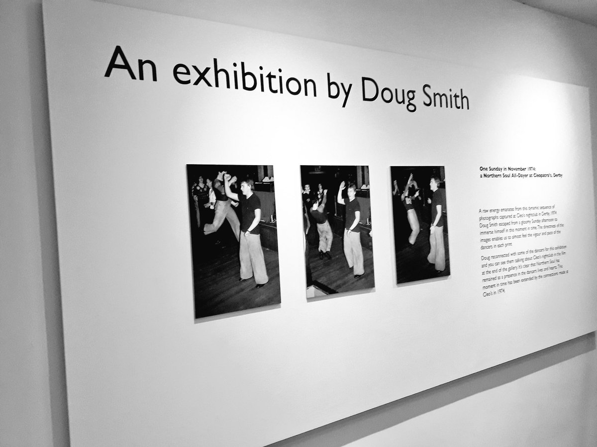 DerbyDancing's tweet photo. panel one in the long gallery @dedaderby, there’s lots more to see too. An up close and personal portrait of #NorthernSoul dancers one afternoon in 1974 by Doug Smith. Part of #DerbyDancing exhibition featuring #film #photographs #memories #archive @HLFEastMids https://t.co/f0AgdOabCJ