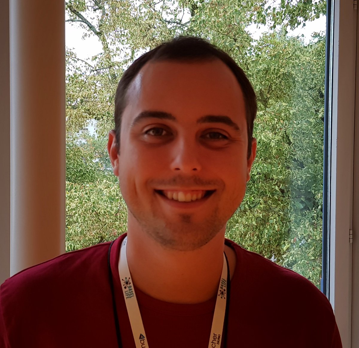 EMBO's tweet photo. Dmytro Gurianov, PhD student at the Institute of Molecular Biology &amp; Genetics has enjoyed the atmosphere &amp; keynote lectures of #EMBOatBaselLife. A bonus for Dmytro were the exhibitions showing innovative &amp; creative approaches to problem solving #BaselLife18 https://t.co/AIryrqjVev