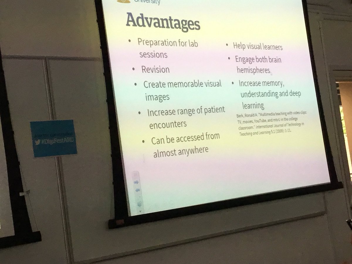 KateO1012's tweet photo. Advantages of the videos: #DigiFestARU https://t.co/wUvz2vdXuN