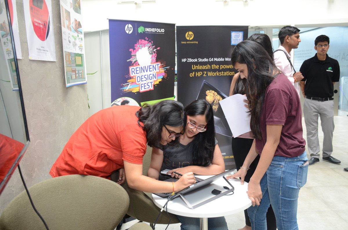 HPIndia's tweet photo. Vibrant, Engaging and Insightful. We are thankful to @PearlAcademyInd, Itu Chaudhuri @icdindia, and Samar Khan @MetroDoodles for making HP and @IndieFolio #ReinventDesign a huge success. https://t.co/OYcbHrU6Hx