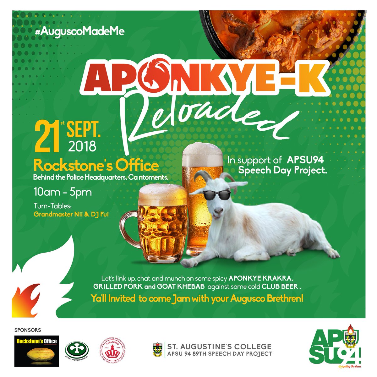 APSU_94's tweet photo. Aponkye-K Reloaded! It's freeeeeeeeeeeeeeeeeee! 
Date: 21st September 2018
Location: Rockstone's Office
Time: 10AM-5PM
Come let's support a great cause! Action Nkotsiin
#APSU94 #APSU #AuguscoMadeMe #MOBA #Odadee https://t.co/WnL1Kes3oL