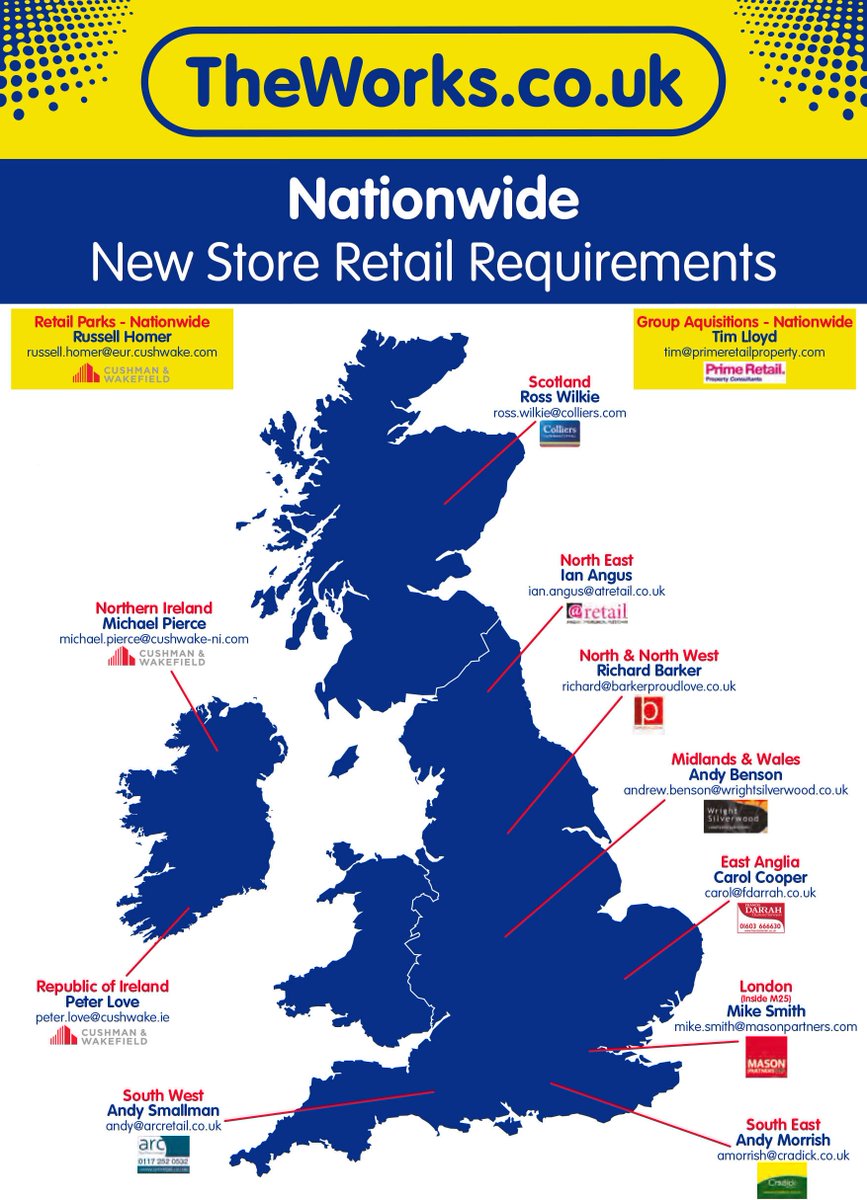 60 new #retail stores required #nationwide for #theworks for 2019. Prime #highstreet #shoppingcentres or #retailparks