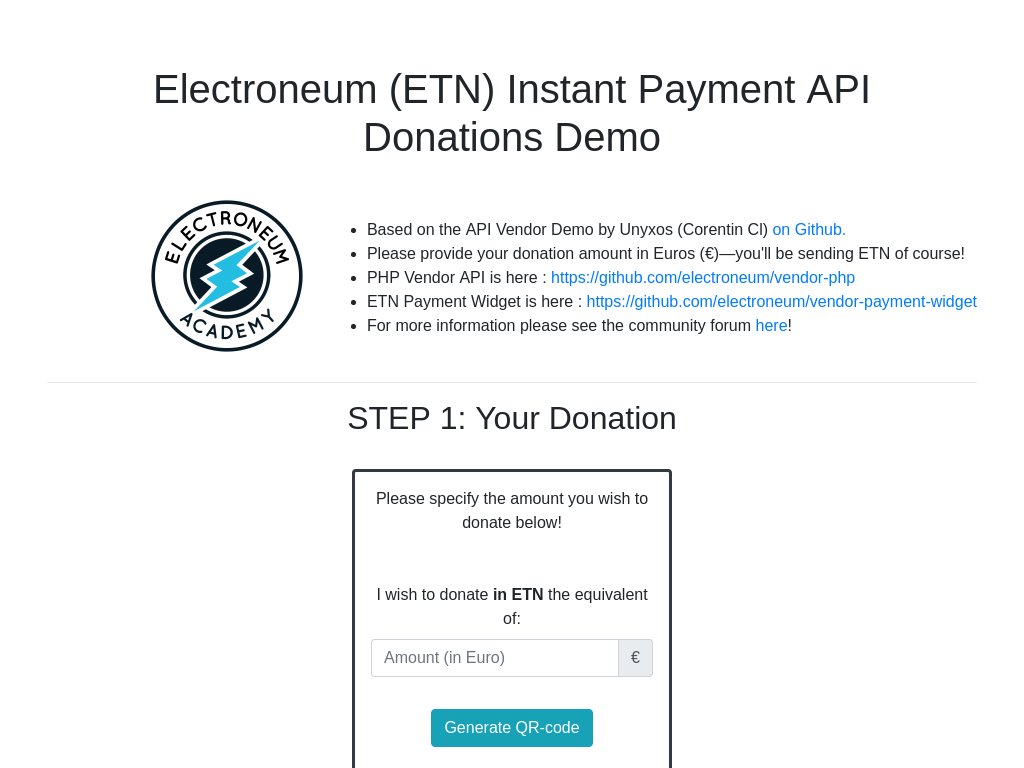 ETN_Academy's tweet photo. Just put together a quick “Donation Demo!”: https://t.co/ucV0v9fP32!
And please don’t immediately go donating large sums to then be asking for refunds!! 😂 Thanks! 👍 
FEEL THE INSTANTENOUSNESS! 🍾😂
@electroneum #ETNVendorAPI @Unyxos @andre_patta @andybdenton 
Go #electroneum! https://t.co/LG8KUP4Bsc