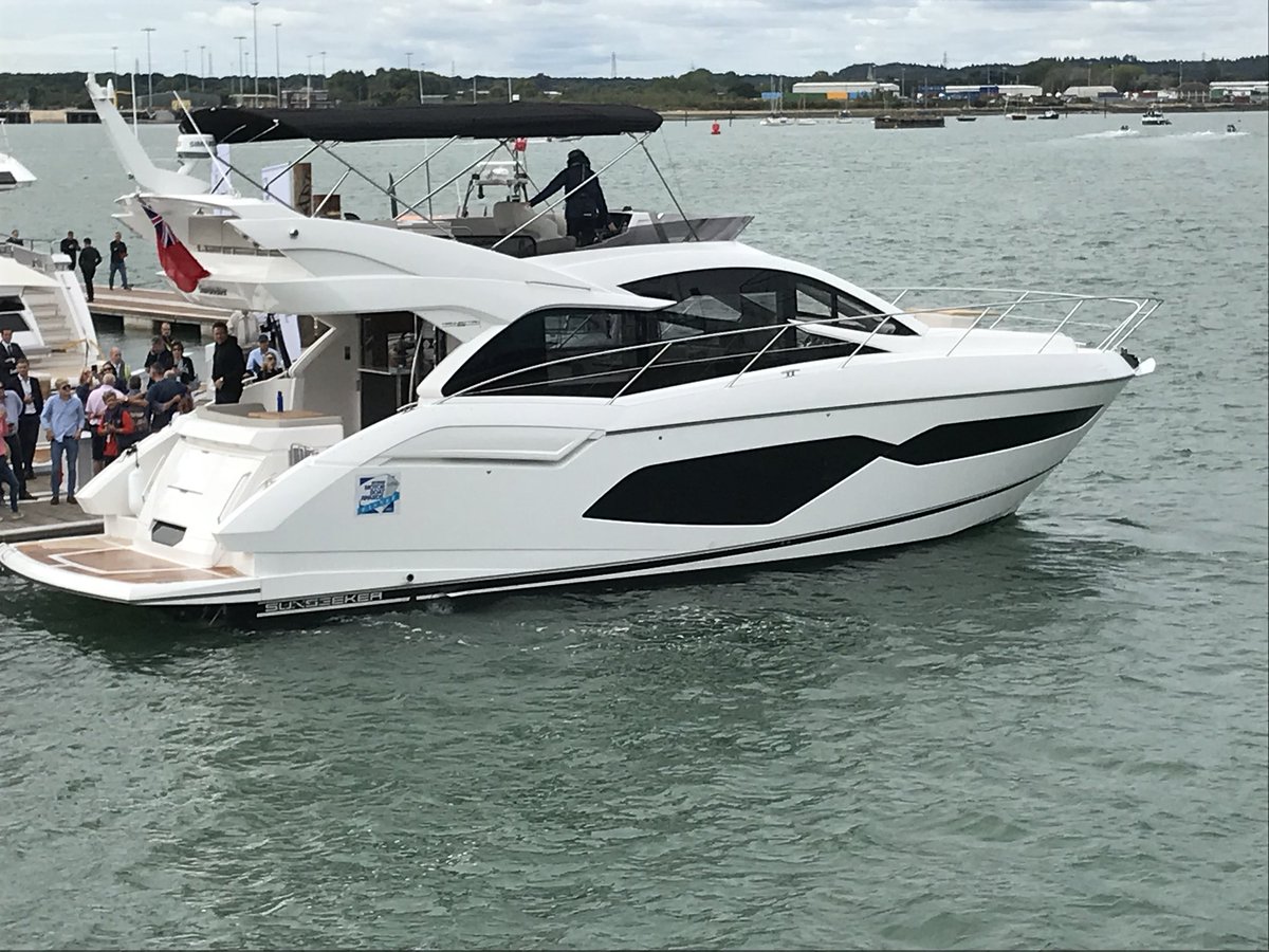 mbymagazine's tweet photo. Simon Le Bon makes a grand entrance on board of Motor Boat &amp; Yachting award winning @Sunseeker_Intl Manhattan 52 @SotonBoatShow https://t.co/2anXObyvjh
