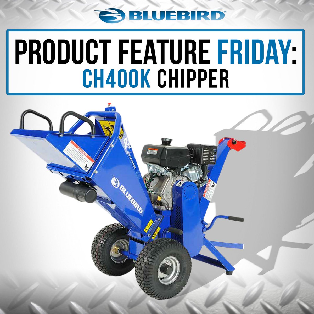 The Bluebird Chipper features optimally balanced weight, and all-terrain tires to make it easy to get your chipper exactly where you need it to go #ProductFeatureFriday      ow.ly/tqqY50iaxAE