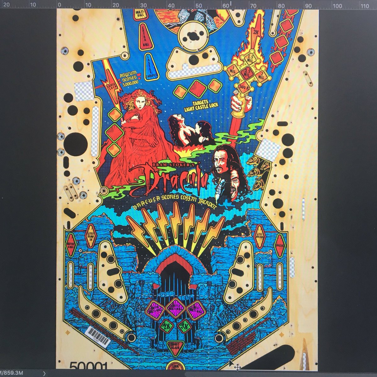 Today’s slightly unusual work involves preparing files to restore a vintage Dracula pinball machine.