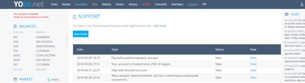 ECFtoken's tweet photo. @YobitExchange My account is freezed since 29th of August. !!! 0.45 BTC!!! 
#YoBit #yobitscam  #yobit https://t.co/qEh7K5K7UH
