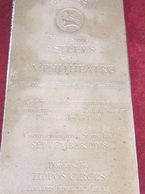 GSTTnhs's tweet photo. The circus came to St Thomas' today! 🎪 @ZipposCircus unveiled a flagstone in our gardens celebrating the site of Astley's - the world's first #circus - in 1769. #Circus250 https://t.co/2DGJxqWPc0