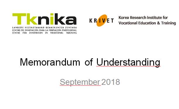 New Agreement signed by <a href="/tknika/">Tknika</a> and #Krivet (Korea Research Institute  for Vocational Education and Training) to expand educational opportunities. <a href="/FPeuskadi/">FPeuskadi</a> <a href="/UNEVOC/">UNESCO-UNEVOC #education #skills #training</a>