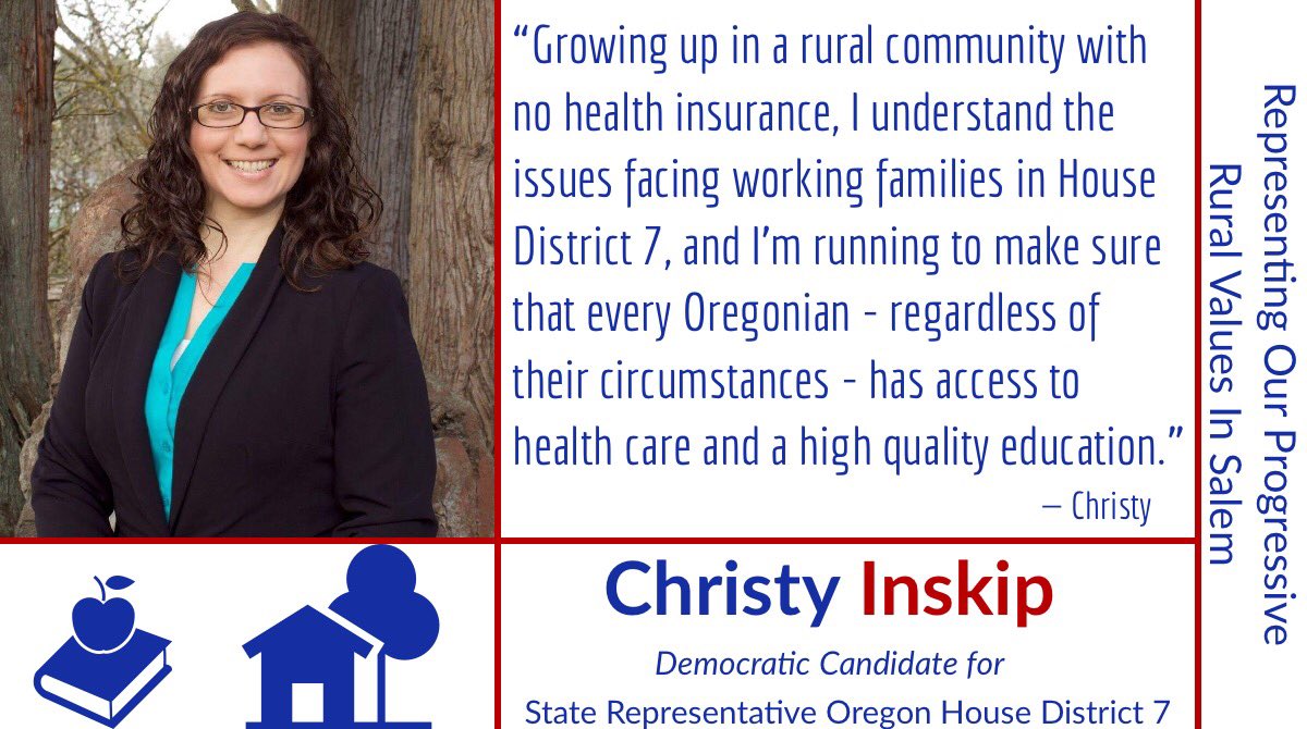 OregonIssues's tweet photo. 🤝 Meet Christy Inskip (D) OR HD07
➡️ Follow Christy on Twitter @InskipForOregon
😊Find her on Facebook
https://t.co/xWmIteEYw2
📘Read more on her website
https://t.co/AlEDCJyU3S
#MoveOregonForward #SupportRuralProgressives #COTD https://t.co/l5pMs4FhY9