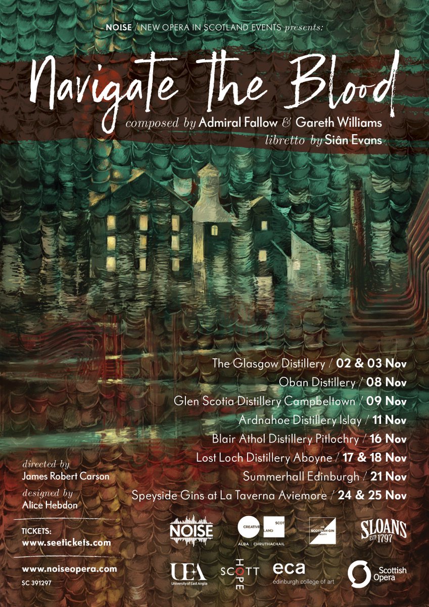 NewOperaInSc's tweet photo. Our next project is Navigate the Blood, a collaboration with @AdmiralFallow + @Gareth_Composer. Touring distilleries around Scotland in November. Info here - https://t.co/n5fc65oOTI Tickets onsale now - https://t.co/E5mmXfowEN https://t.co/860m75PcM8