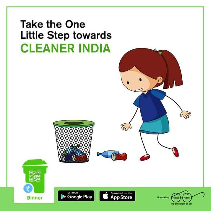 Make India cleaner with one simple step.

1. Download the Binner app
2. Record &amp; upload videos of yourself whenever disposing waste in the bin
3. Win great vouchers!
Download Now!
Google Play: bit.ly/2Fy2q5N
App Store: apple.co/2uw0152
#SwachhBharatAbhiyan