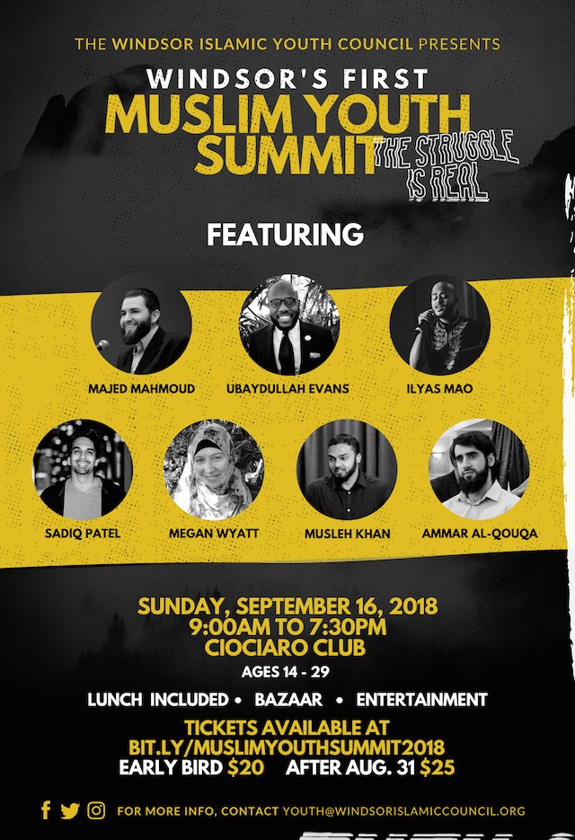 WIA_ca's tweet photo. Don't miss one of the biggest youth events of the year insha Allah: the #MuslimYouthSummit hosted by the Windsor Islamic Youth Council. https://t.co/xOnjaf1GKy