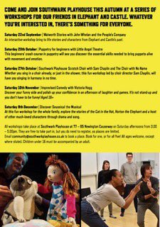 Take part, have a go, enjoy #Southwark #Elephantandcastle #walworth #theatreworkshop