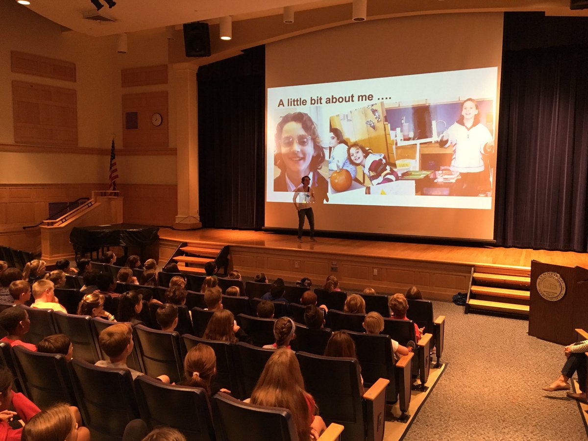 LynnfieldMS's tweet photo. Former LMS student Marin Lannon talks with 5th graders about living with disabilities, resiliency, and a focus on how our core values of Kindness and Citizenship can make a difference in peoples lives.  @LPS_Tremblay #lmspioneers #corevalues https://t.co/pafMNRZ2OE